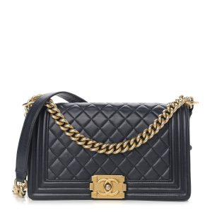 CHANEL LAMBSKIN QUILTED MEDIUM BOY FLAP BAG