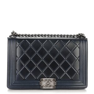 CHANEL PARIS SALZBURG CALFSKIN EMBOSSED BOY FLAP BAG