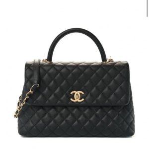 CHANEL CAVIAR QUILTED MEDIUM COCO TOP HANDLE FLAP BAG-HS