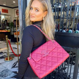 CHANEL CC QUILTED CALFSKIN LARGE FLAP BAG