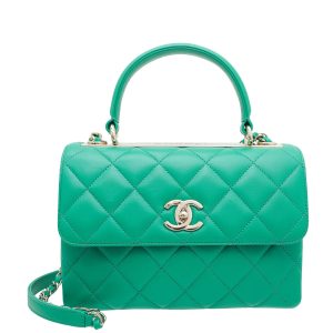 CHANEL QUILTED LAMBSKIN MEDIUM TOP-HANDLE TRENDY BAG