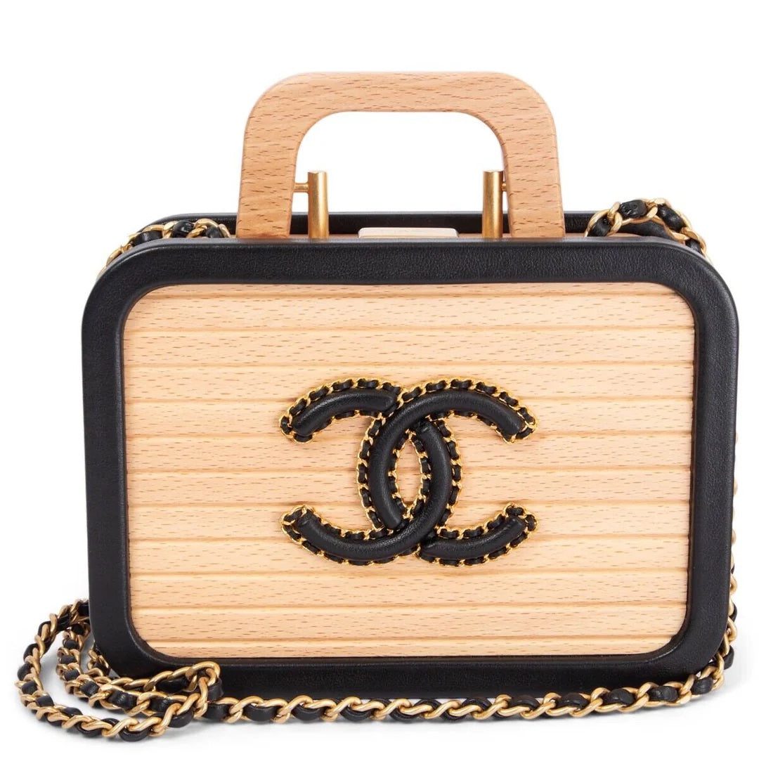 CHANEL BEECH WOOD & LAMBSKIN CC VANITY CASE SHOULDER BAG - Image 2