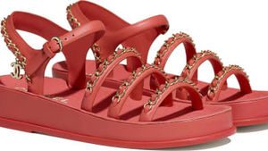 Chanel Leather Sandals-Red