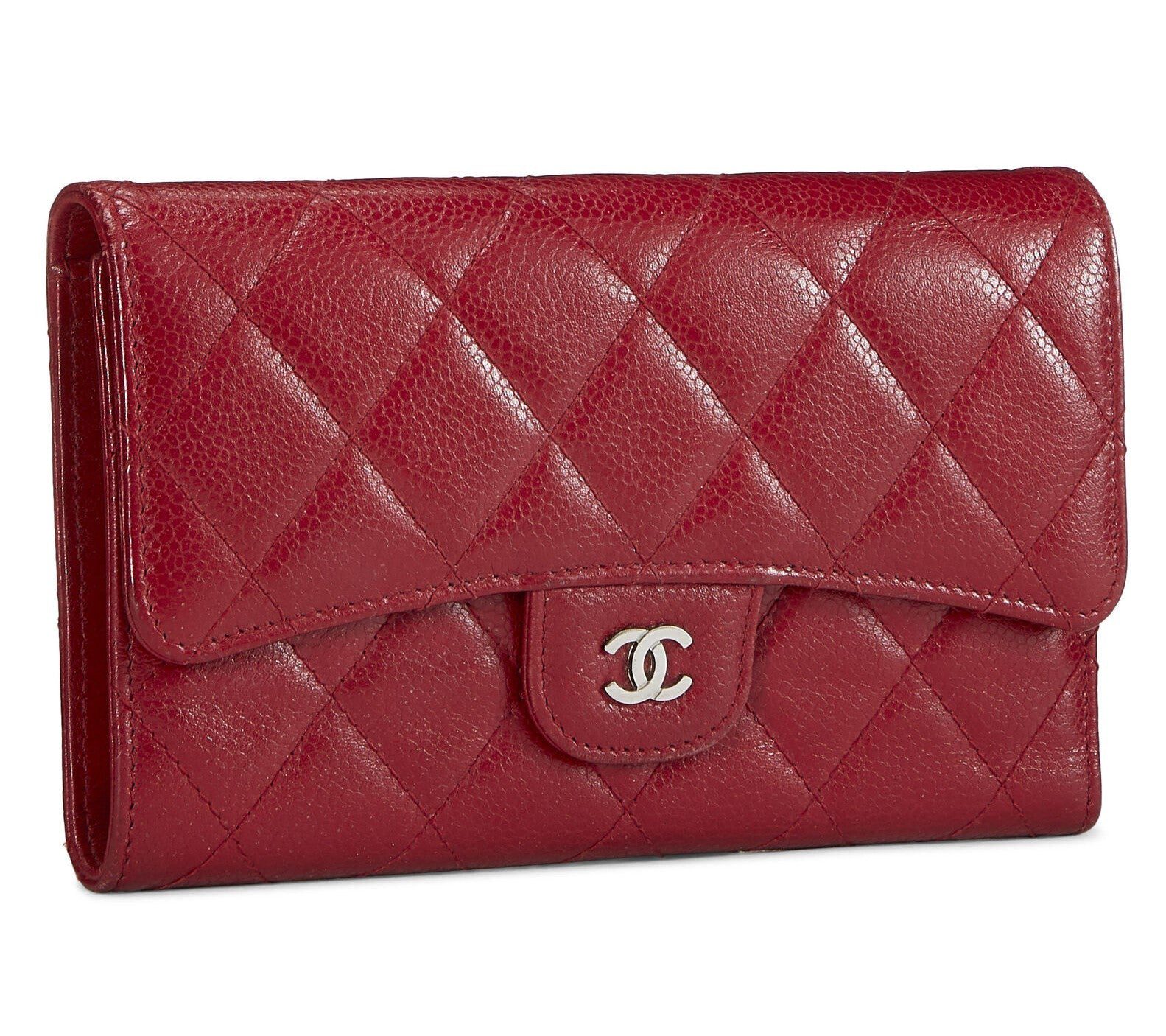 CHANEL CAVIAR QUILTED RED FLAP TRIFOLD WALLET - Image 2