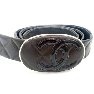 CHANEL CC INTERLOCKING BROWN LEATHER BELT