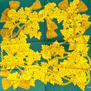 CHANEL GREEN FOLIAGE SILK SCARF