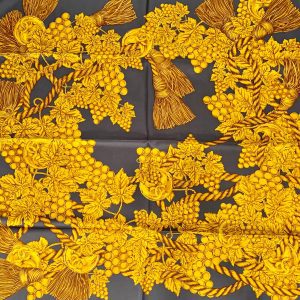 CHANEL GREY FOLIAGE SILK SCARF