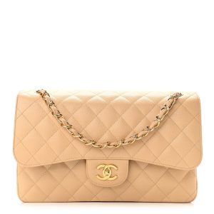 CHANEL JUMBO QUILTED CAVIAR LEATHER DOUBLE FLAP BAG