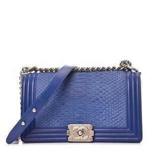 CHANEL MATTE MEDIUM PYTHON BOY FLAP BAG-HS