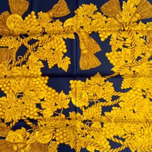 CHANEL NAVY FOLIAGE SILK SCARF