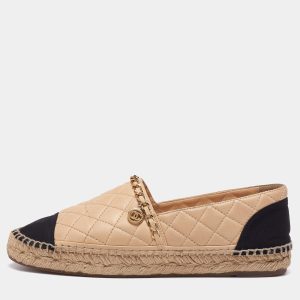 CHANEL QUILTED LEATHER CAP TOE ESPADRILLES