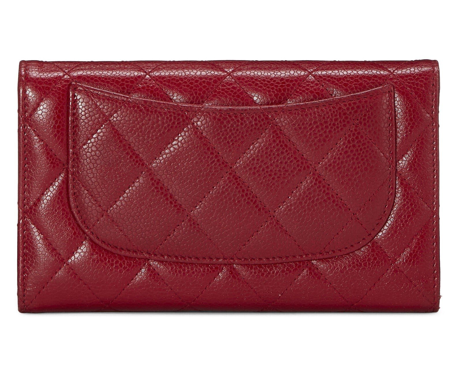 CHANEL CAVIAR QUILTED RED FLAP TRIFOLD WALLET - Image 3