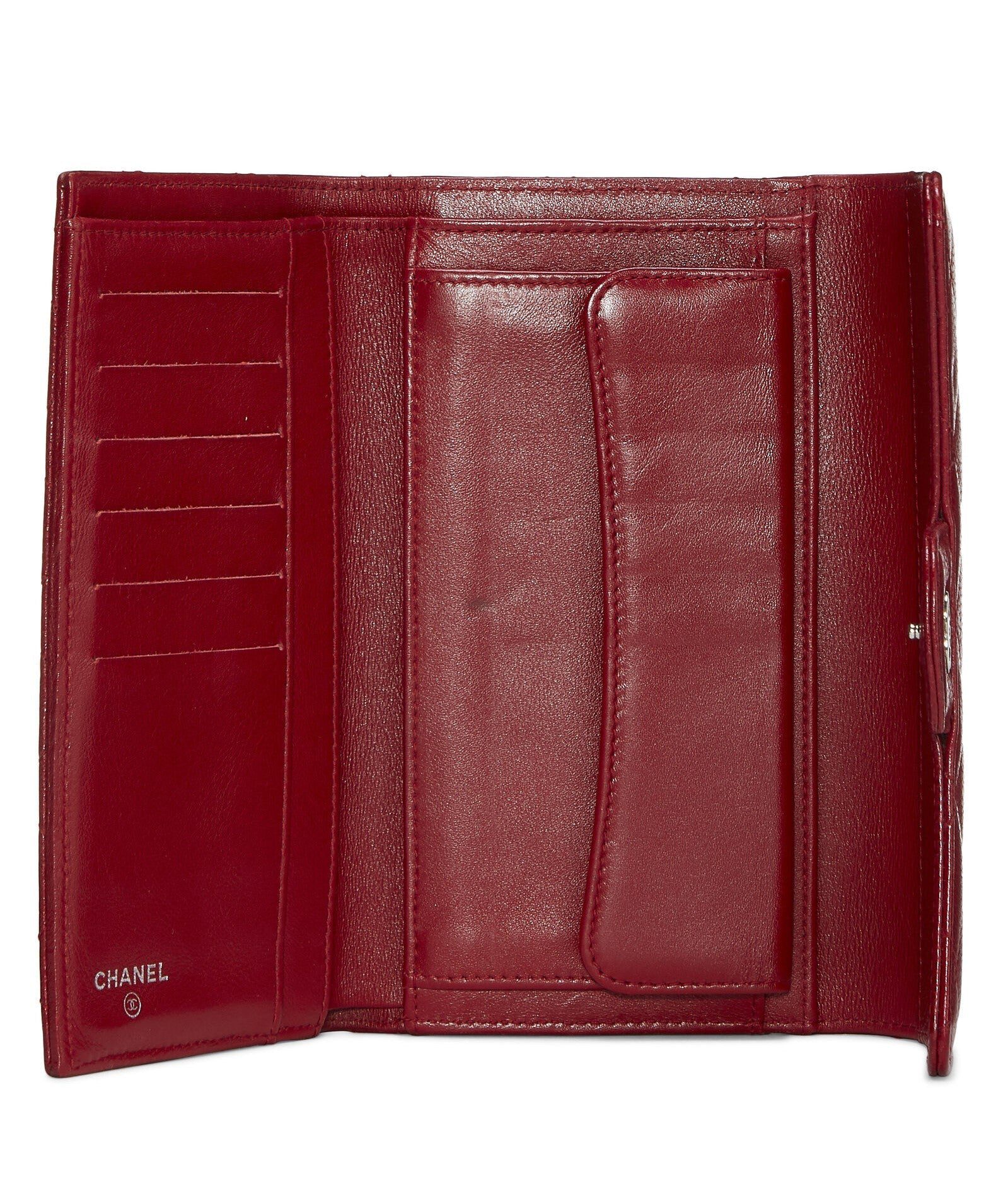 CHANEL CAVIAR QUILTED RED FLAP TRIFOLD WALLET - Image 4