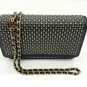 CHANEL CRYSTAL EMBELLISHED WALLET ON CHAIN
