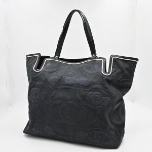 Chanel Camellia Tote in Black Canvas