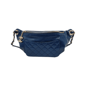 Chanel Belt Bag Navy Shiny Calfskin Skin Leather Gold-tone Hardware