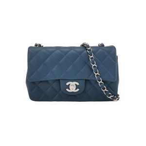 Chanel Classic Flap Rectangular Mini Navy Lambskin, 2019