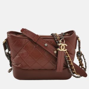 Chanel Gabrielle Hobo 2018 Burgundy Leather Small Crossbody Bag