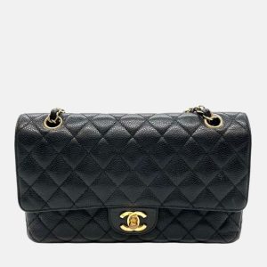 Chanel Classic Flap Medium Black Caviar Leather with 24k Gold Hardware, 2008-2009