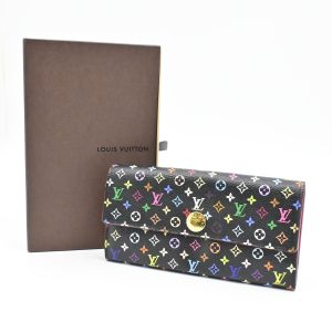 Louis Vuitton Sarah Wallet in Black Multicolor Monogram Canvas