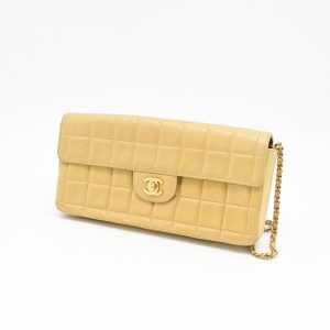 Chanel East West Shoulder Bag in Beige Leather