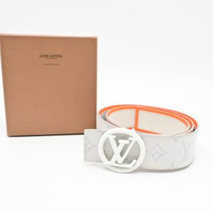 Louis Vuitton Reversible Belt in Antarctic White and Orange Monogram Canvas