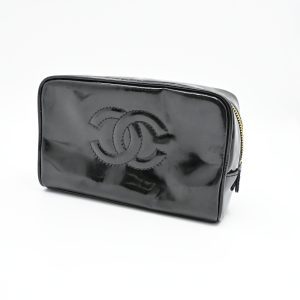 Chanel Cosmetics Pouch in Black Patent Leather