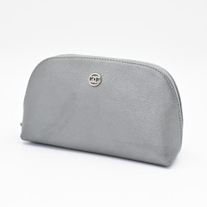 Chanel Pouch in Grey Metallic Leather