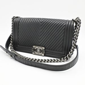 Chanel Old Medium Boy in Black Leather