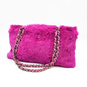 Chanel Chain Shoulder Bag in Pink Fur