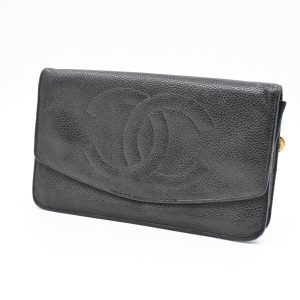 Chanel Long Wallet in Black Caviar Leather