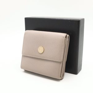 Chanel Compact Wallet in Grey Beige Leather