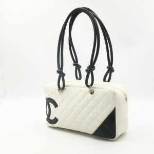 Chanel Cambon Bowling Bag in White MatelassÃ© Leather