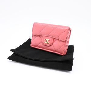 Chanel Compact Wallet in Pink Caviar Matelasse Leather