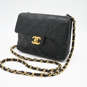 Chanel Mini Square in Black MatelassÃ© Leather