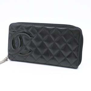 Chanel Cambon Wallet in Black Matelasse Leather