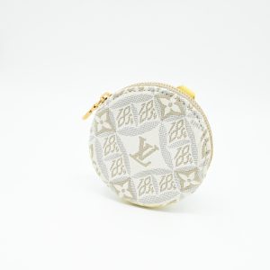 Louis Vuitton Porte Monnaie Round Coin Case in White Since 1854 Jacquard Canvas