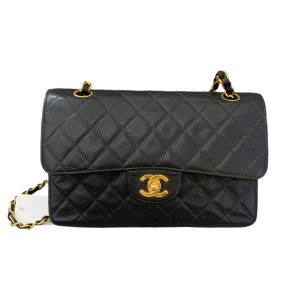 Chanel Classic Flap Small Black Caviar Leather with 24k Gold Hardware, 2000-2002