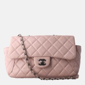 Chanel Classic Flap 2014-2015 Pink Lambskin Leather Medium Shoulder Bag