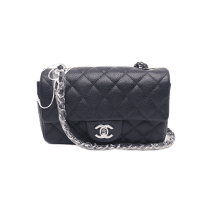 Chanel Classic Flap Rectangular Mini Navy Caviar Leather Silver Hardware 2013-14