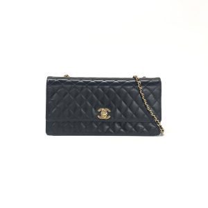 Chanel Classic Flap Medium East West Black Calfskin Leather 2011-2012