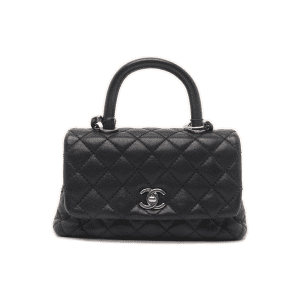 Chanel Coco Handle Small Navy Caviar Leather Silver Hardware