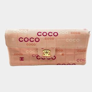 Chanel East West Chocolate Bar Pink Denim with Coco Prints