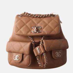 Chanel 23P Small Duma Backpack Caramel Tan Caviar Leather