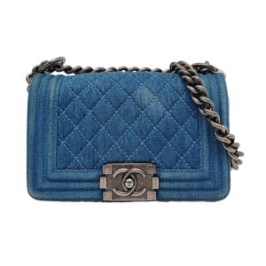 Chanel Le Boy Small Denim Blue Jeans Silver Antiqued Hardware 2012-2013