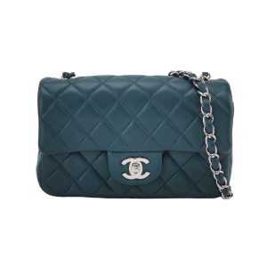 Chanel Classic Flap Rectangular Mini Teal Green Lambskin,2020
