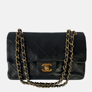 Chanel Classic Flap Vintage Black Lambskin Leather with 24k Gold Hardware, 1989-1991
