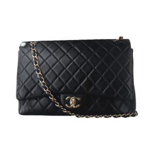 Chanel Classic Flap Maxi Black Lambskin Leather Double Flap with Gold Hardware, 2014-2015