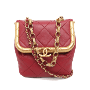 Chanel Kiss Lock Clasp Bag Super Mini Red Lambskin Leather Gold-tone Hardware, 2020