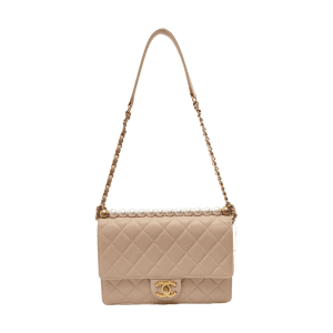 Chanel Classic Vertical Pearl Small Light Pink Flap Bag Gold Hardware